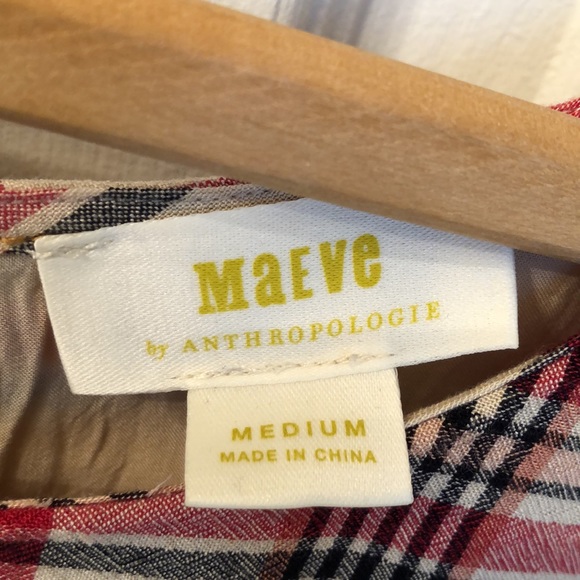 Maeve by Anthropologie Short Sleeve plaid top ~ medium - Picture 3 of 8